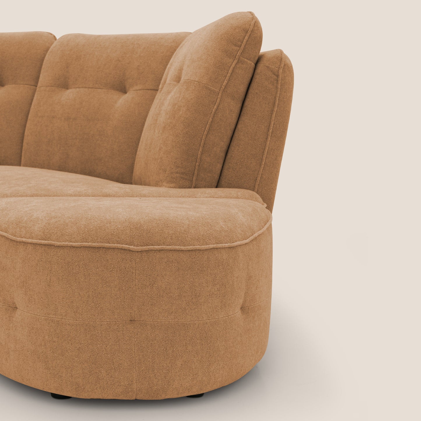 Cerbero divano angolare con pouf mobile in morbido bouclé impermeabile T07 arancio