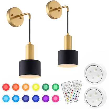 2Pack 13 RGB Wireless Wall Lamp Battery Operated with Remote