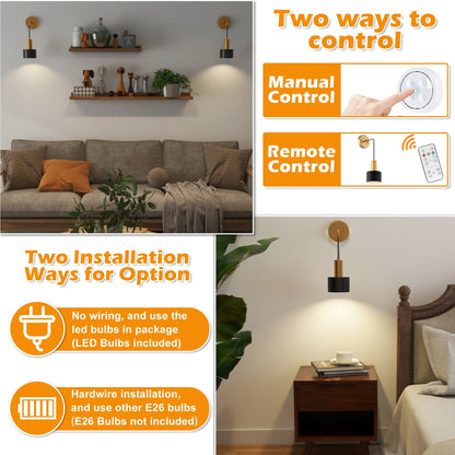 2Pack 13 RGB Wireless Wall Lamp Battery Operated with Remote