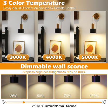 2Pack 13 RGB Wireless Wall Lamp Battery Operated with Remote