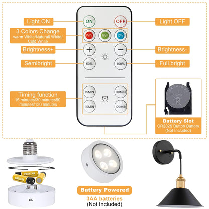 2Pack Battery Operated Wall Sconce with Remote