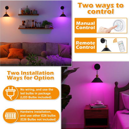 2Pack Battery Operated Wall Sconce with Remote