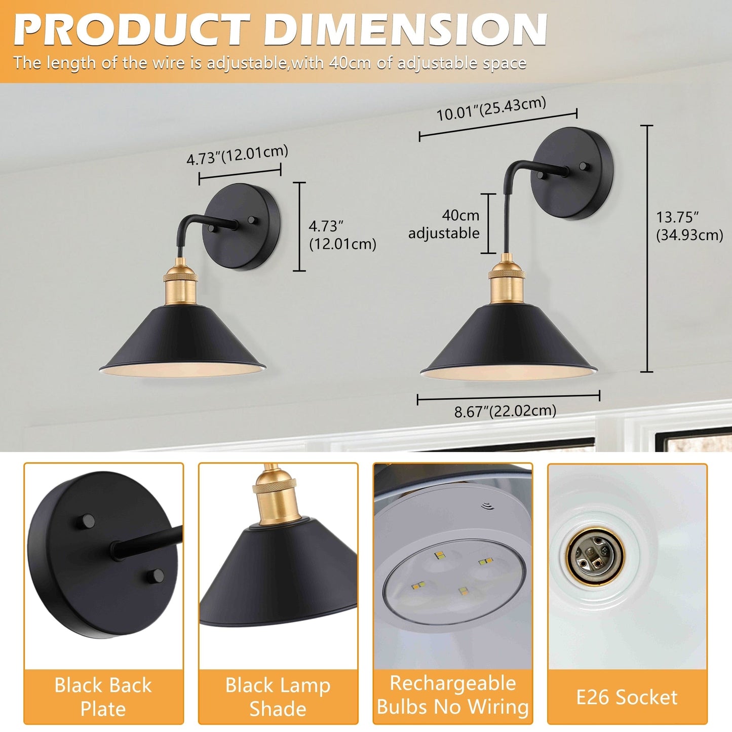 2Pack Battery Operated Wall Sconce with Remote