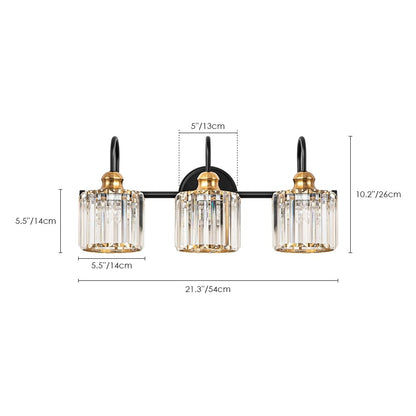 3/ 4-Light Modern Glam Crystal Dimmable Bathroom Vanity Light Linear Wall Light