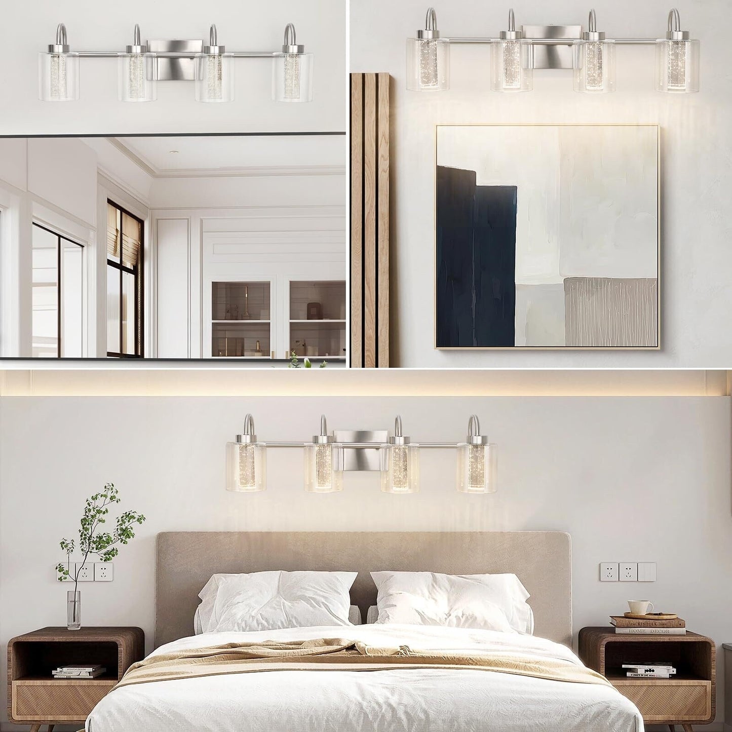 3/4/5/6 Light Brushed Nickel Bathroom Light Fixtures