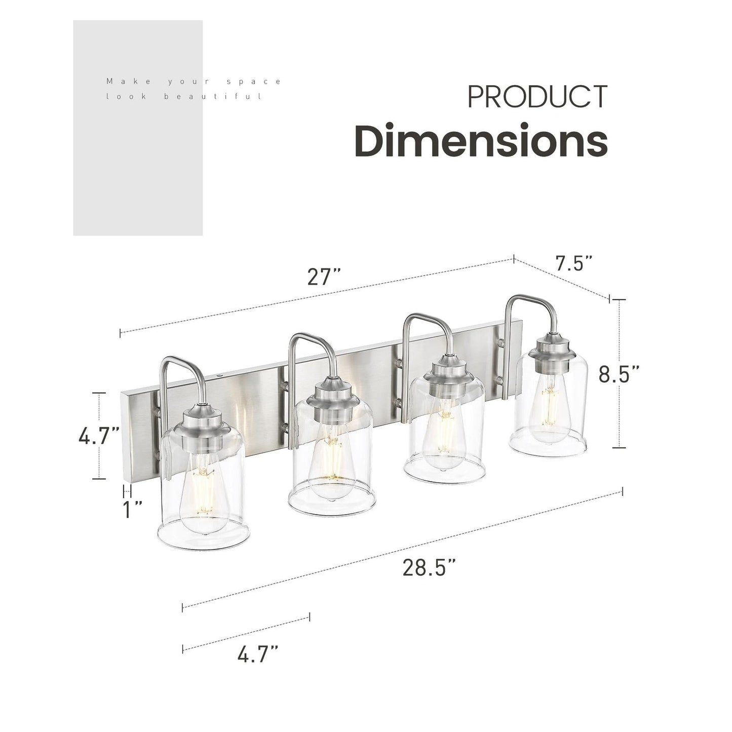 3/4/5/6-Light Modern Vanity Lights Over Mirror for Bathroom