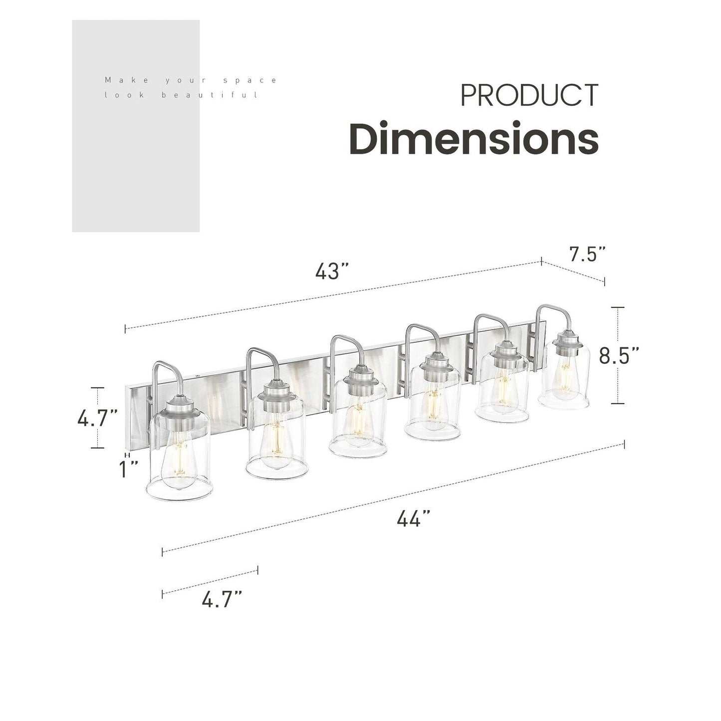 3/4/5/6-Light Modern Vanity Lights Over Mirror for Bathroom