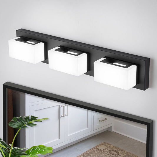 3/4/5-Light Dimmable Matte Black Modern Bathroom LED Vanity Light