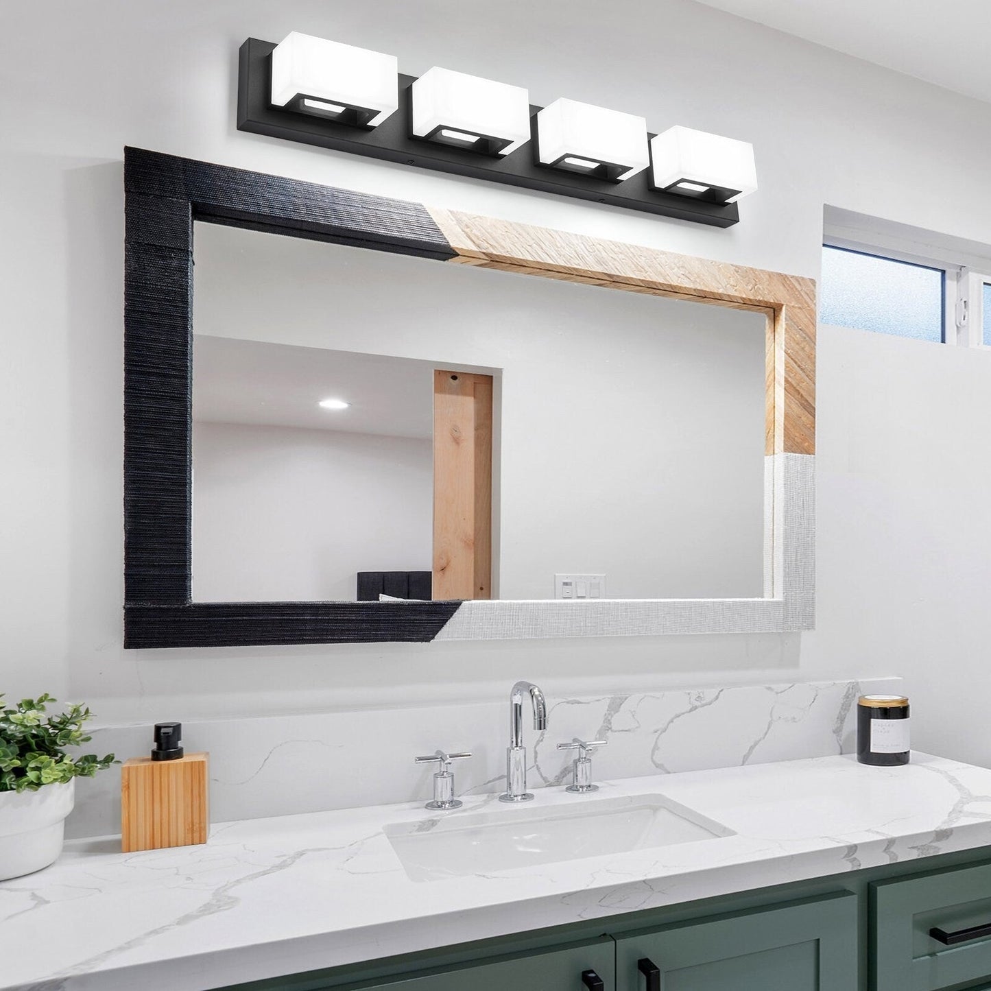 3/4/5-Light Dimmable Matte Black Modern Bathroom LED Vanity Light