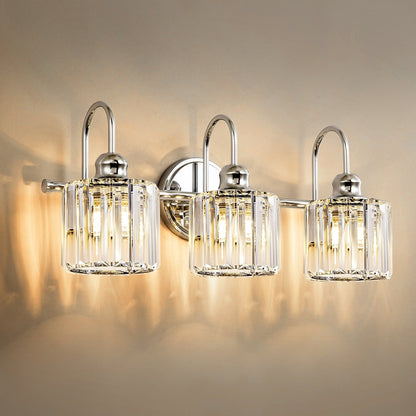 3/4-Light Modern Glam Linear Dimmable Crystal Bathroom Vanity Lights Over Mirror