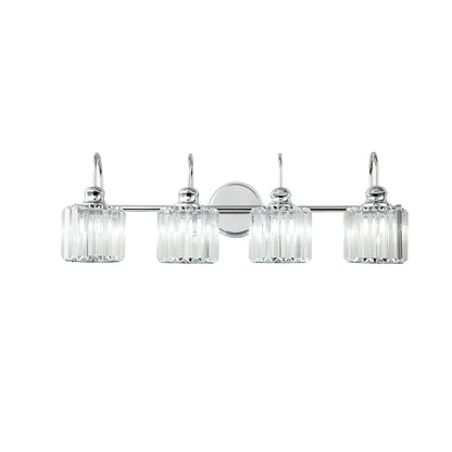 3/4-Light Modern Glam Linear Dimmable Crystal Bathroom Vanity Lights Over Mirror