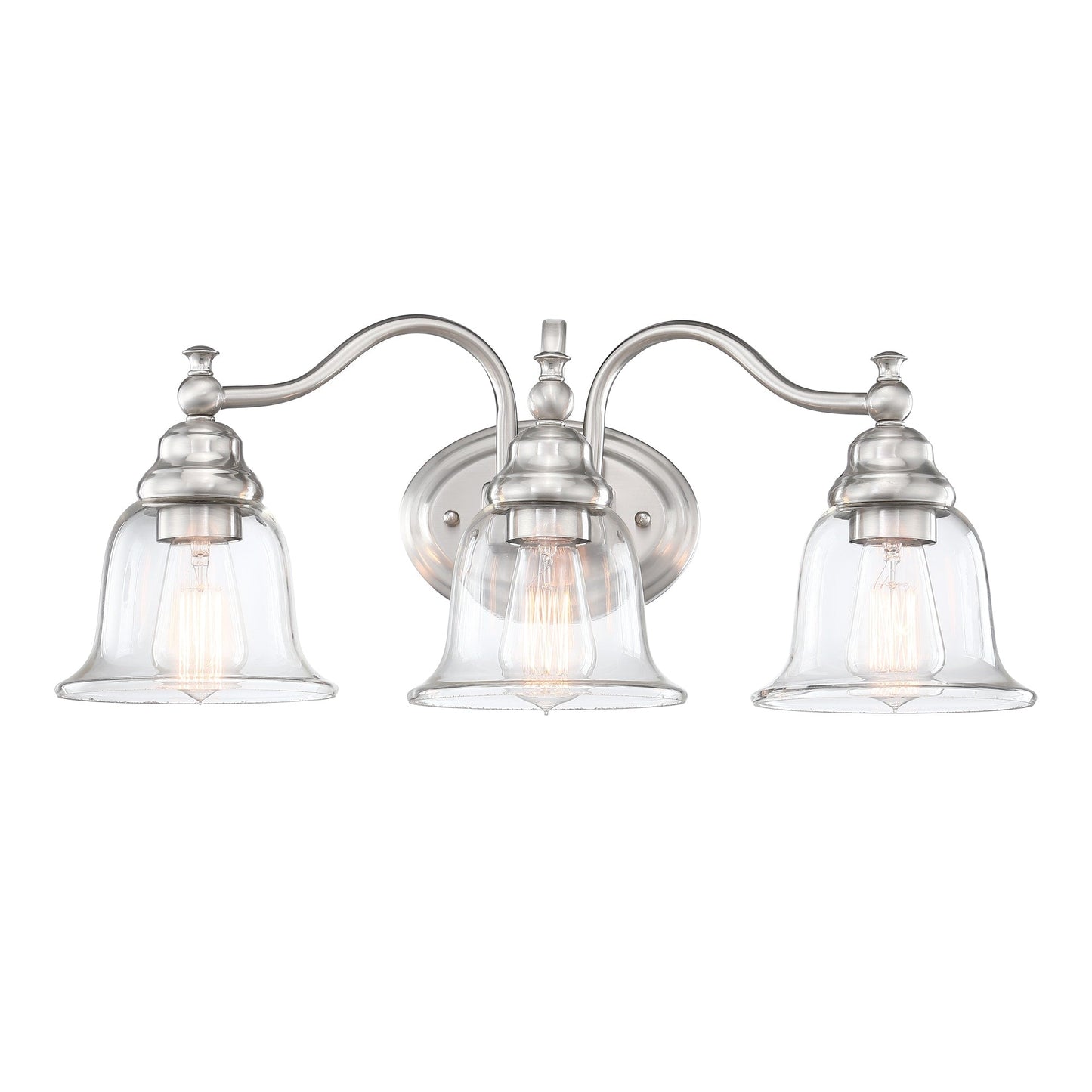 3-Light 22.85-in Traditional Vanity Light with Brushed Nickle Finish