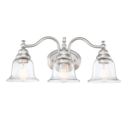 3-Light 22.85-in Traditional Vanity Light with Brushed Nickle Finish