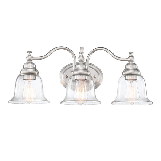 3-Light 22.85-in Traditional Vanity Light with Brushed Nickle Finish