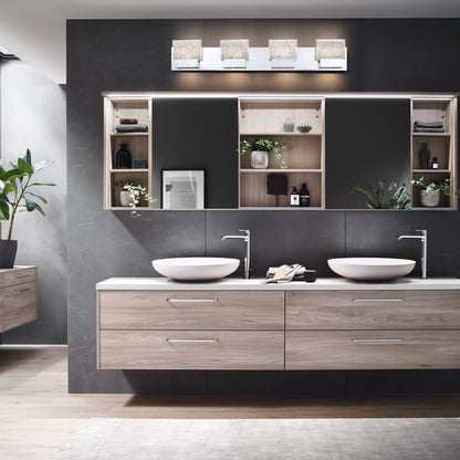 C Cattleya Stainless Steel 3000K Integrated LED Vanity Light with Art Glass Shades - Chrome