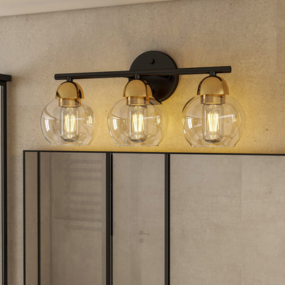 3-Light Bathroom Round Glass Light Fixtures