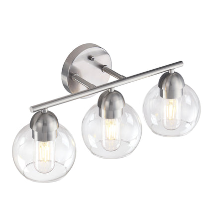 3-Light Bathroom Round Glass Light Fixtures
