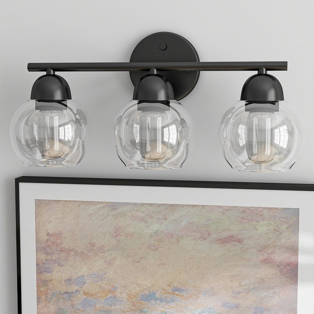 3-Light Bathroom Round Glass Light Fixtures