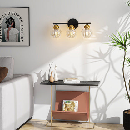 3-Light Bathroom Round Glass Light Fixtures