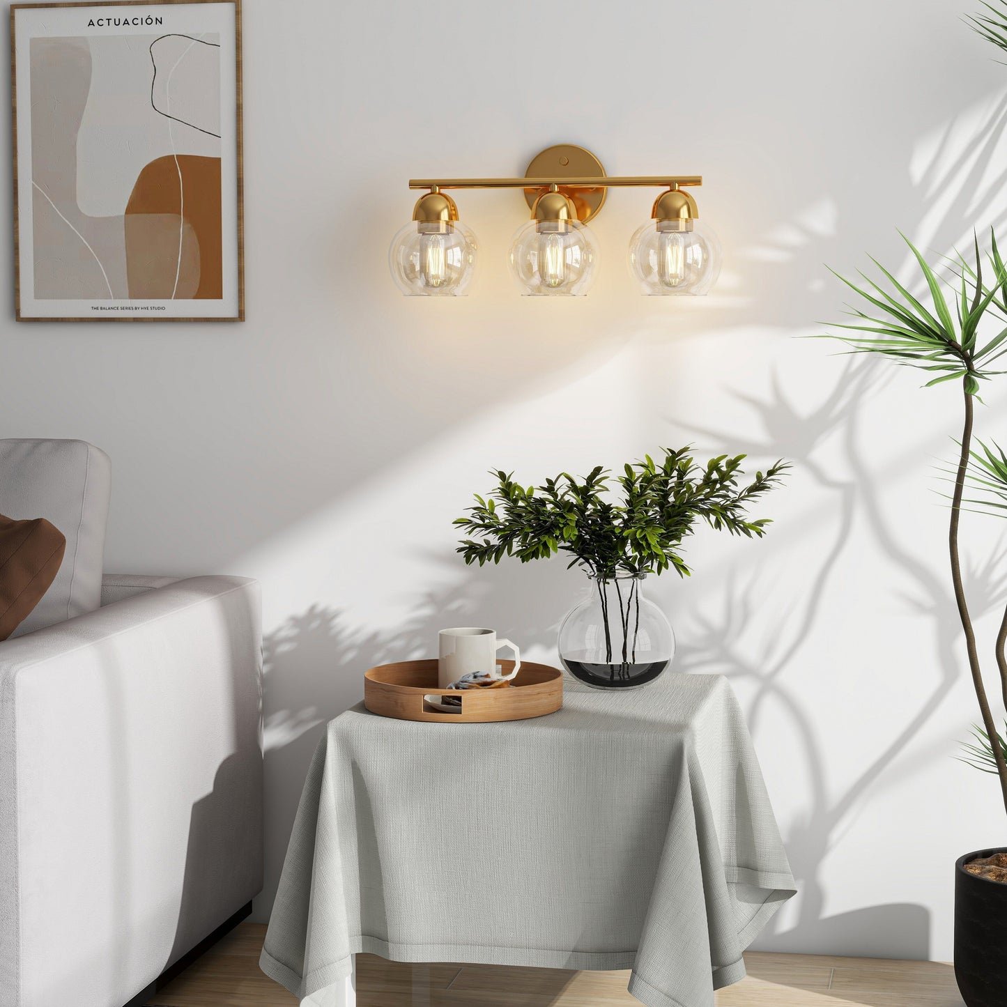 3-Light Bathroom Round Glass Light Fixtures