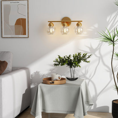 3-Light Bathroom Round Glass Light Fixtures