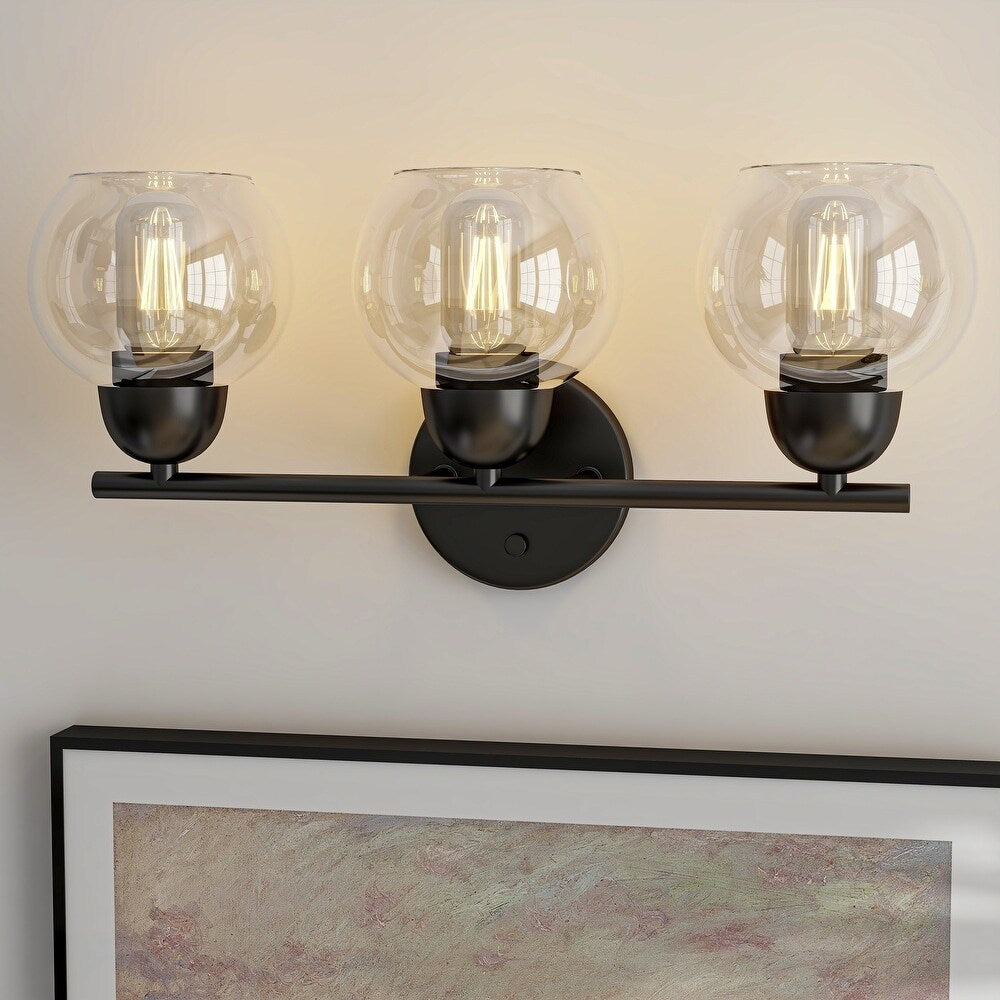 3-Light Bathroom Round Glass Light Fixtures