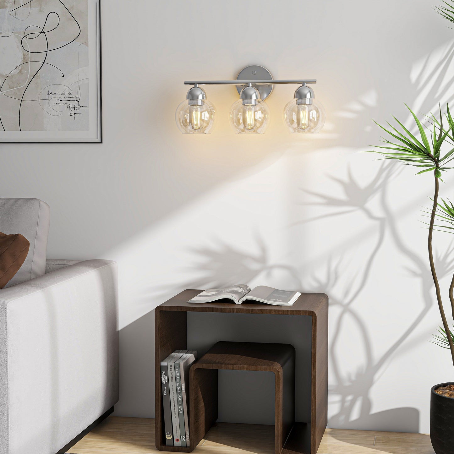 3-Light Bathroom Round Glass Light Fixtures