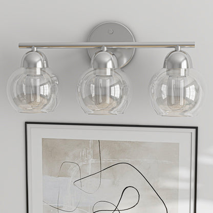 3-Light Bathroom Round Glass Light Fixtures