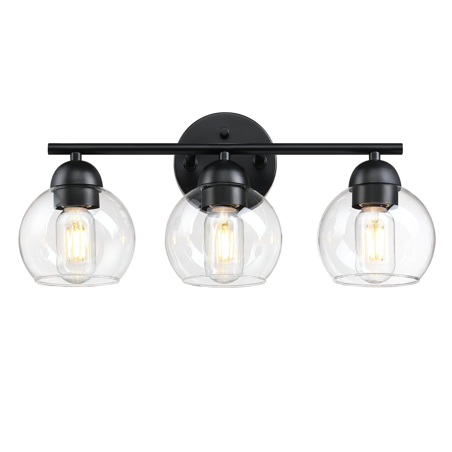 3-Light Bathroom Round Glass Light Fixtures