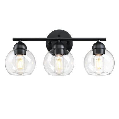 3-Light Bathroom Round Glass Light Fixtures
