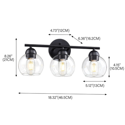 3-Light Bathroom Round Glass Light Fixtures