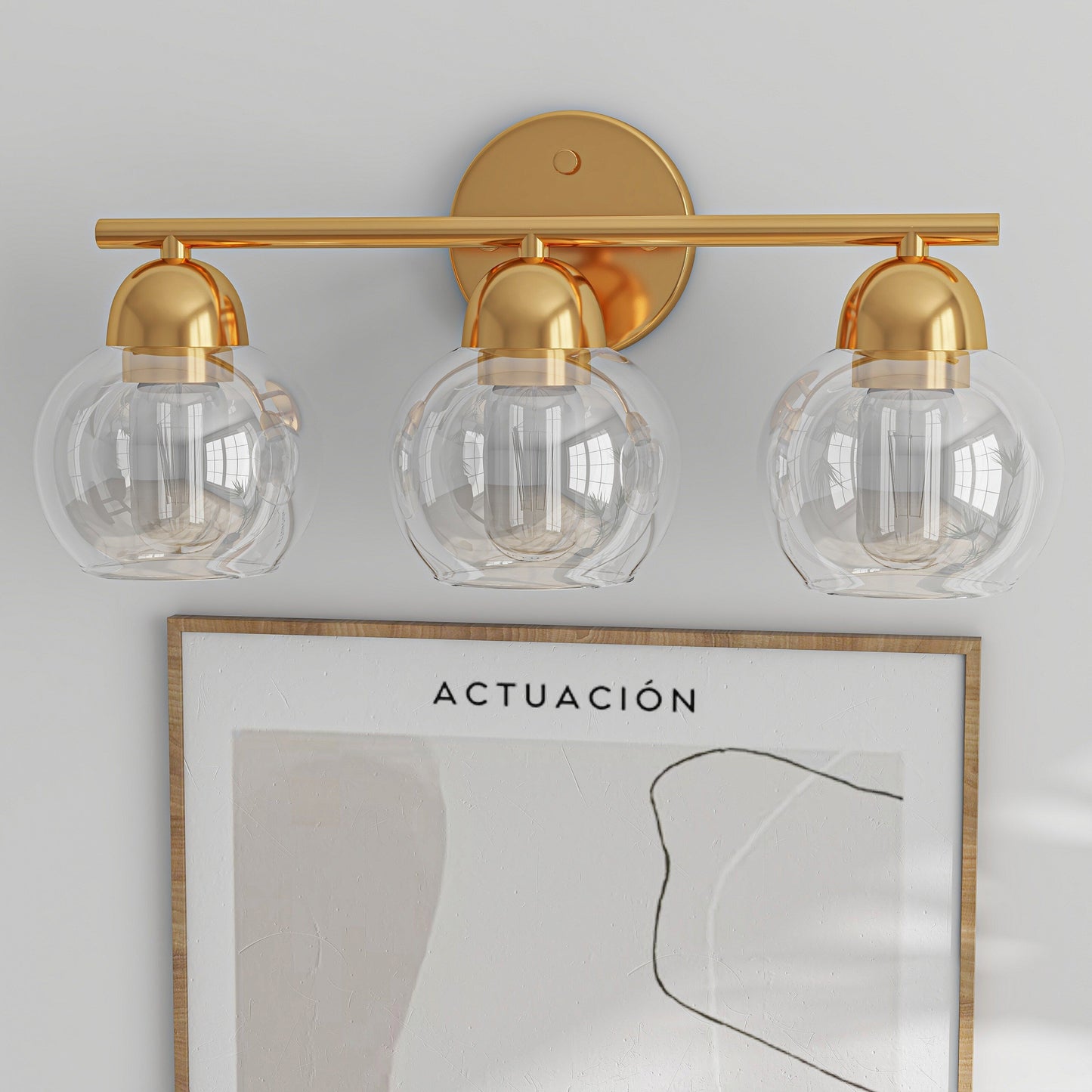 3-Light Bathroom Round Glass Light Fixtures