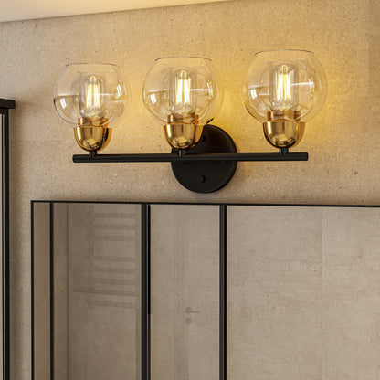 3-Light Bathroom Round Glass Light Fixtures
