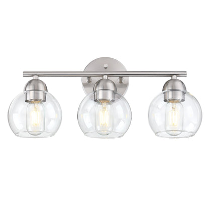 3-Light Bathroom Round Glass Light Fixtures