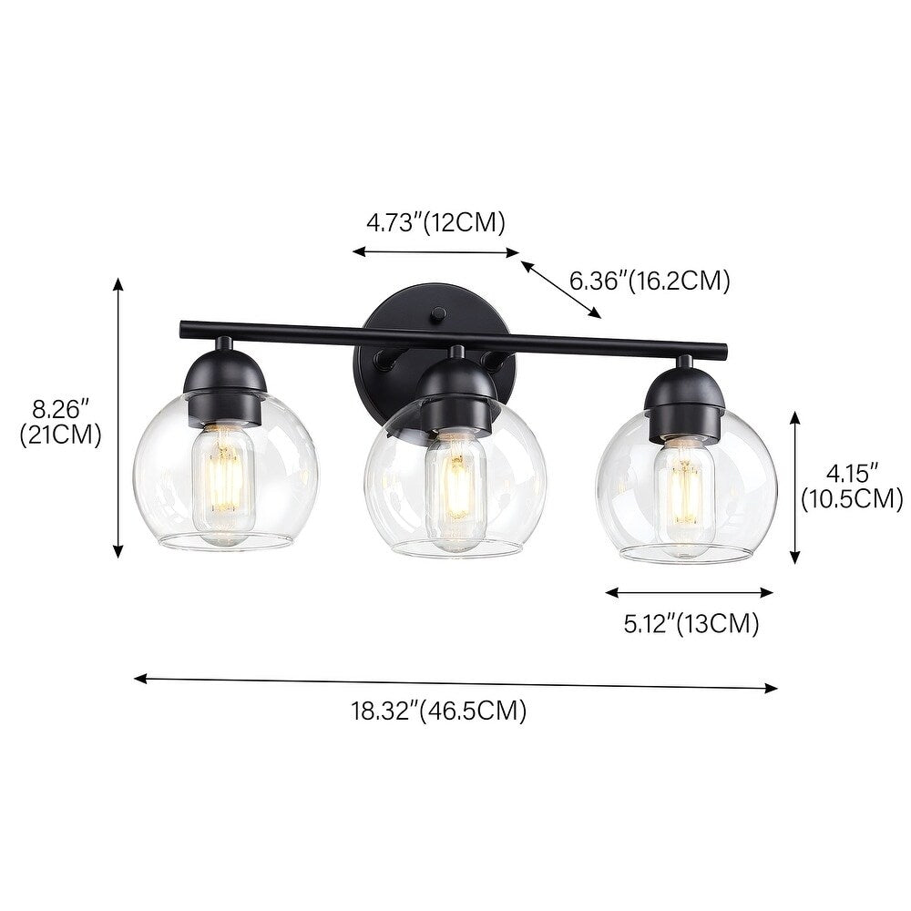 3-Light Bathroom Round Glass Light Fixtures
