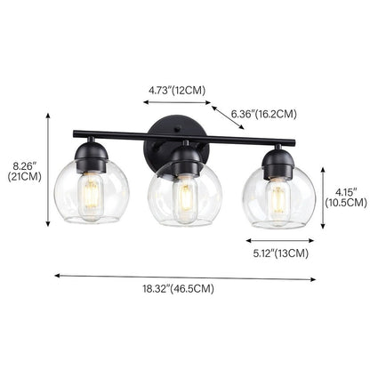 3-Light Bathroom Round Glass Light Fixtures