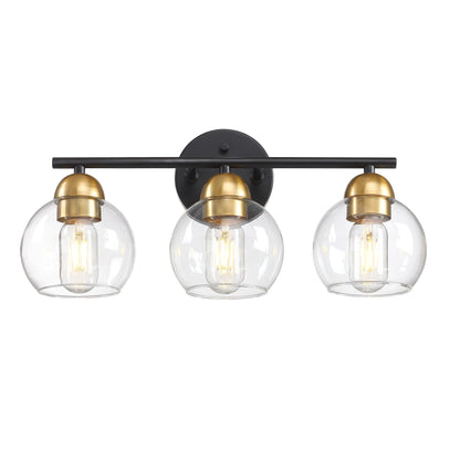 3-Light Bathroom Round Glass Light Fixtures