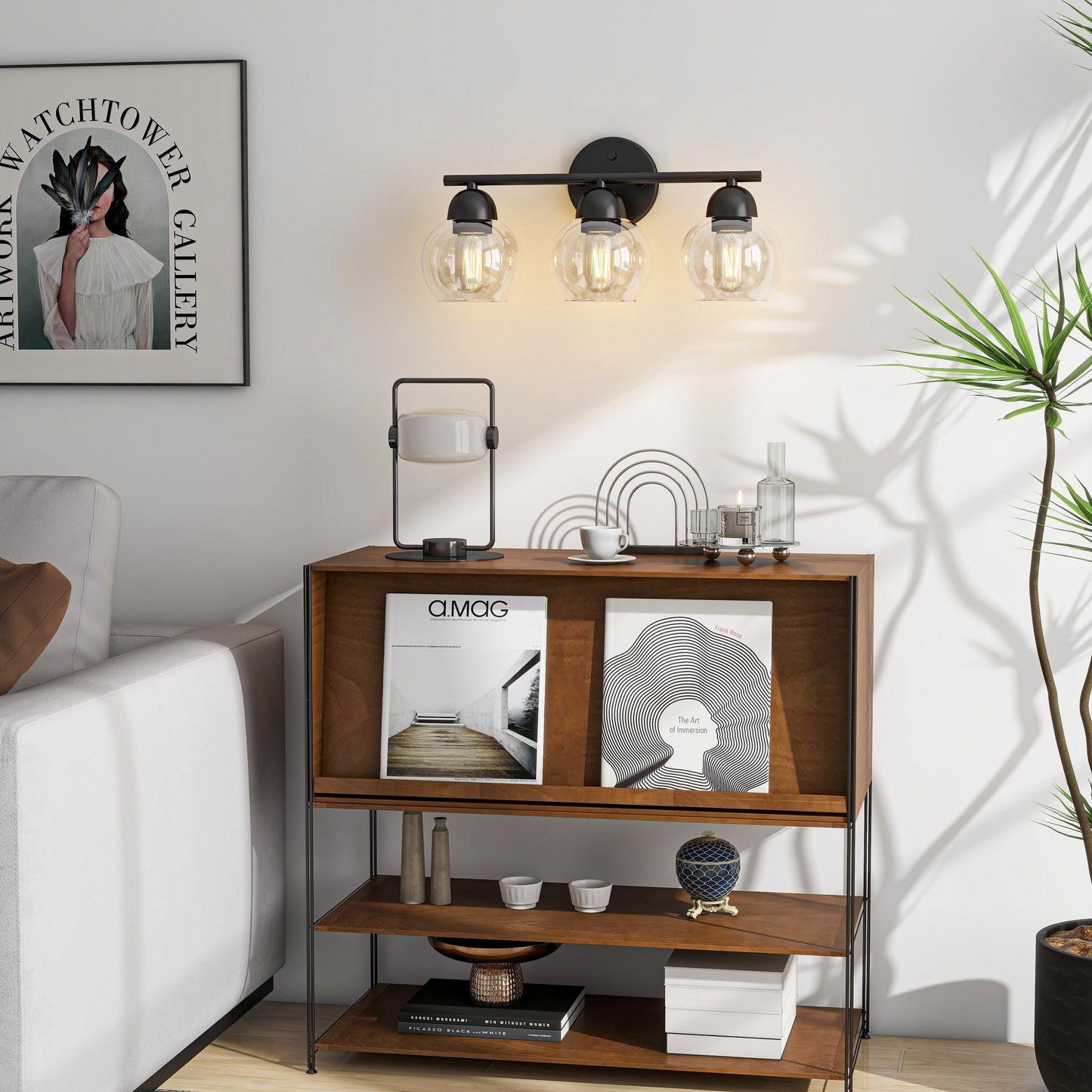 3-Light Bathroom Round Glass Light Fixtures