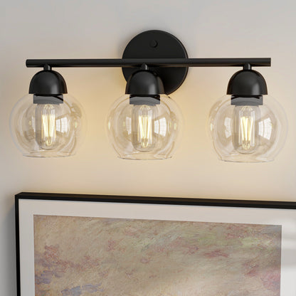 3-Light Bathroom Round Glass Light Fixtures