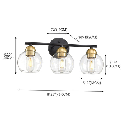 3-Light Bathroom Round Glass Light Fixtures