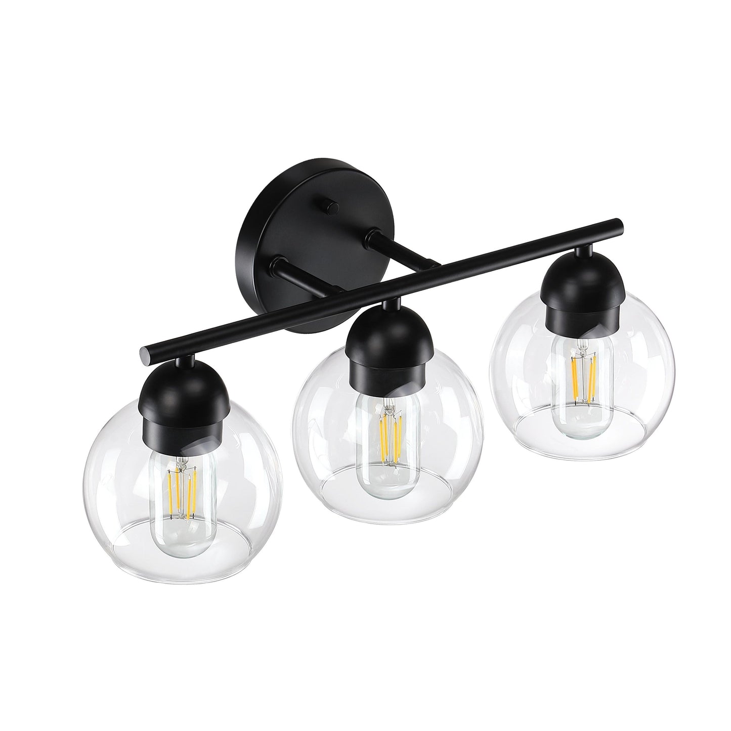 3-Light Bathroom Round Glass Light Fixtures