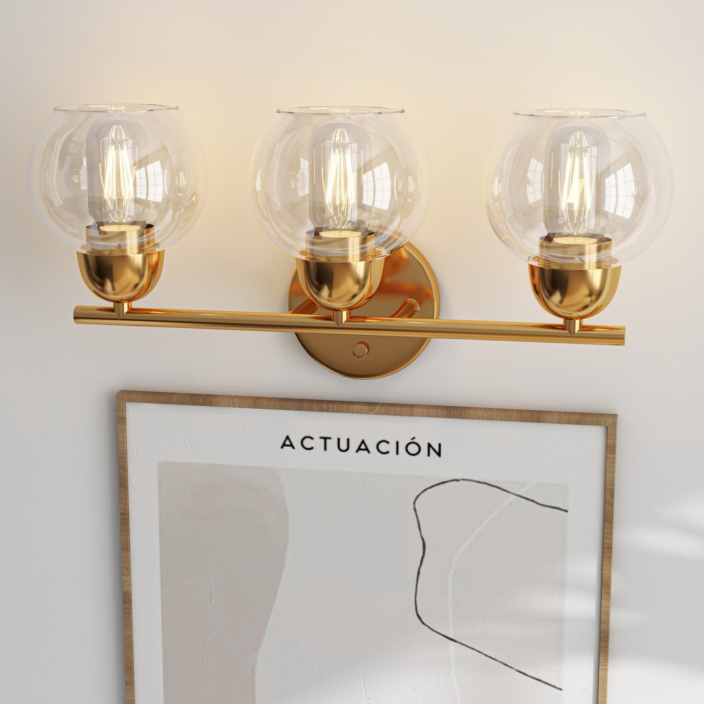 3-Light Bathroom Round Glass Light Fixtures