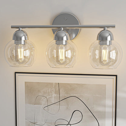 3-Light Bathroom Round Glass Light Fixtures