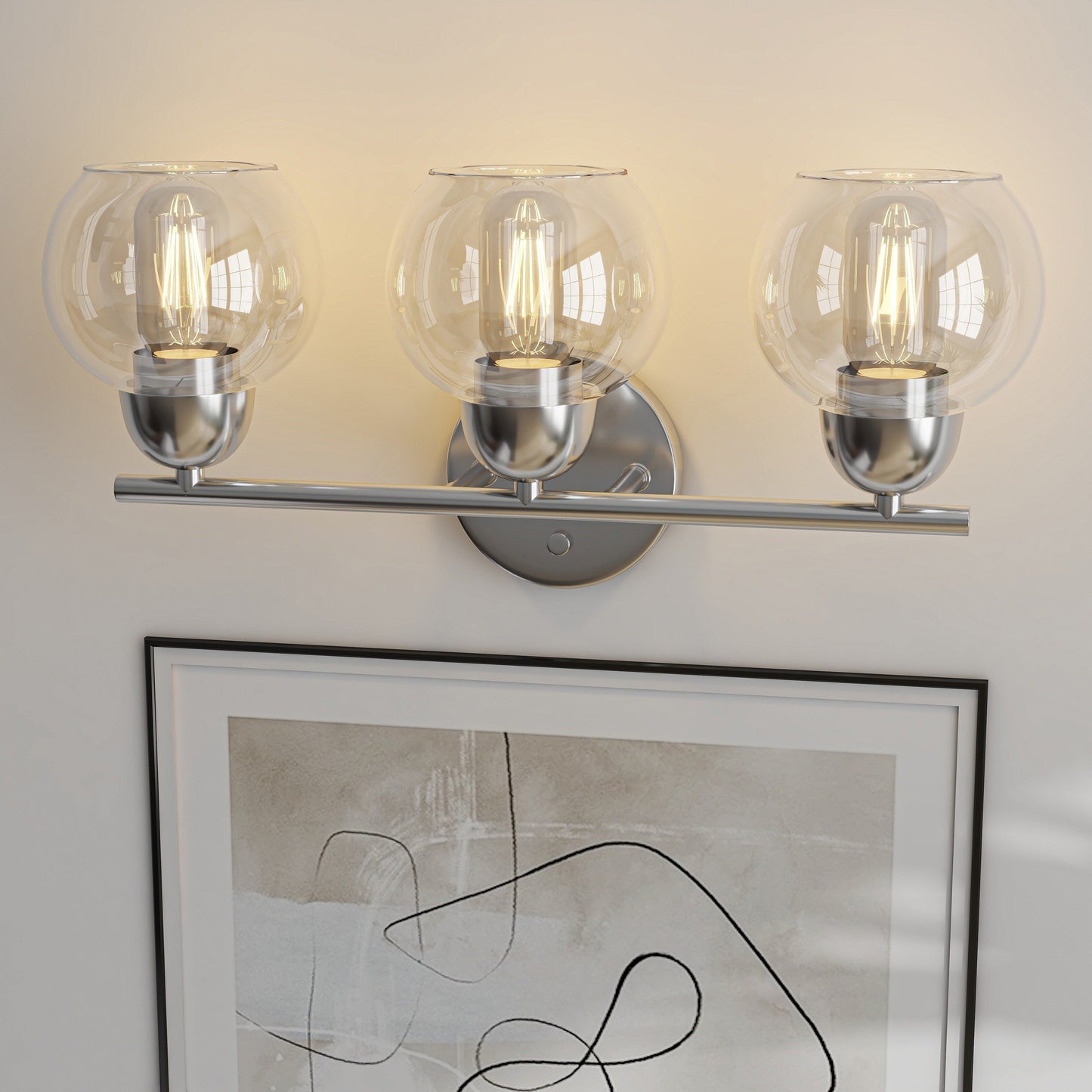 3-Light Bathroom Round Glass Light Fixtures