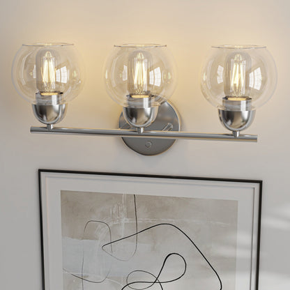 3-Light Bathroom Round Glass Light Fixtures