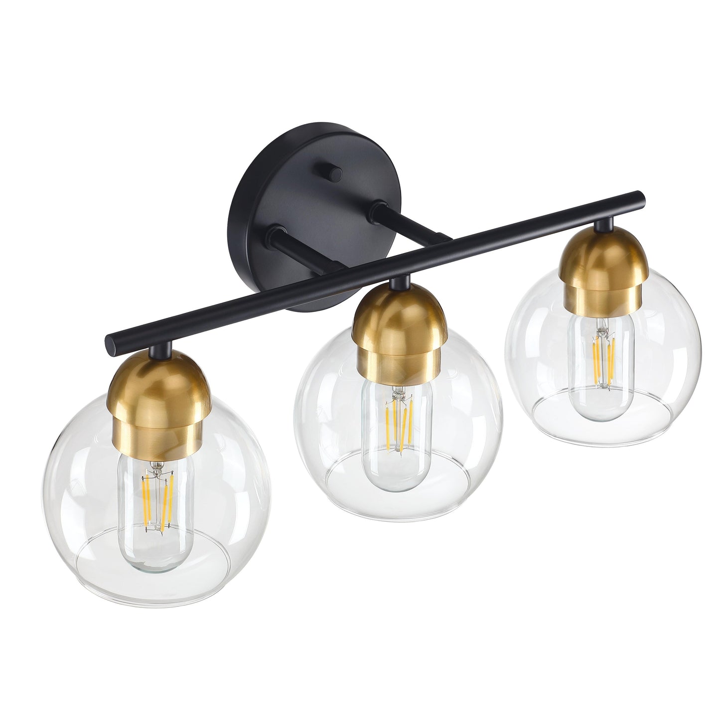 3-Light Bathroom Round Glass Light Fixtures