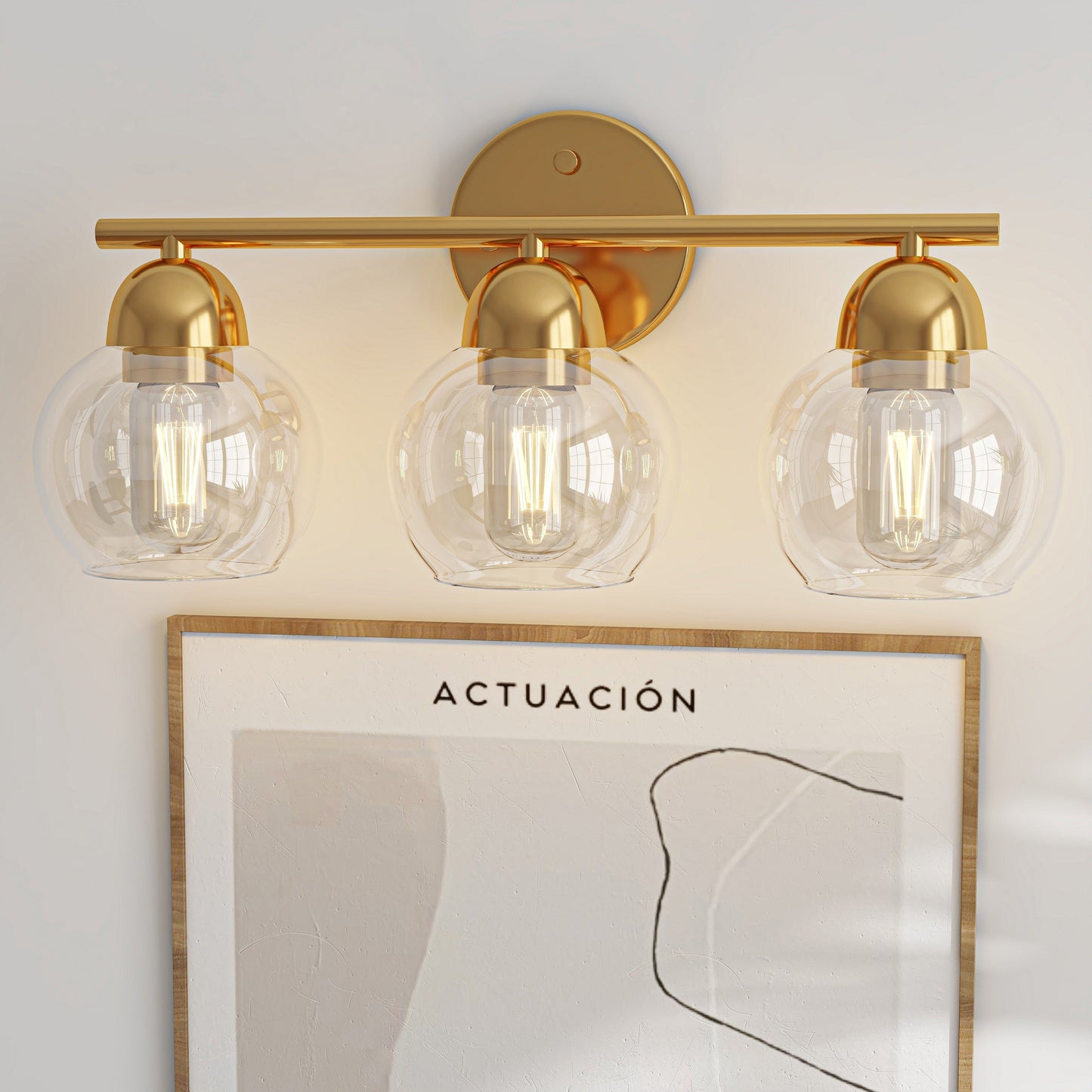 3-Light Bathroom Round Glass Light Fixtures