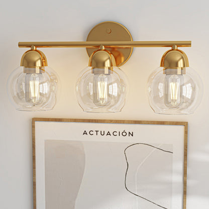 3-Light Bathroom Round Glass Light Fixtures