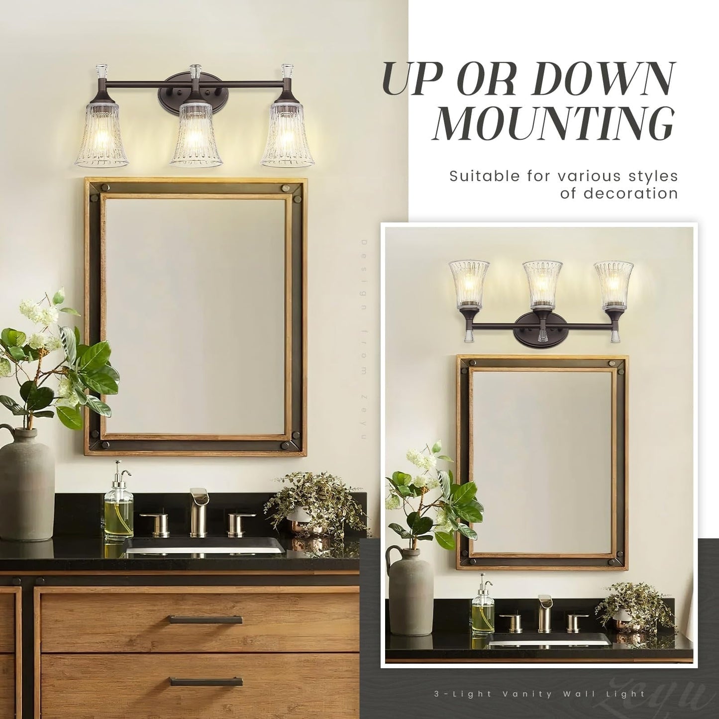 3-Light Bathroom Vanity Lighting Fixtures
