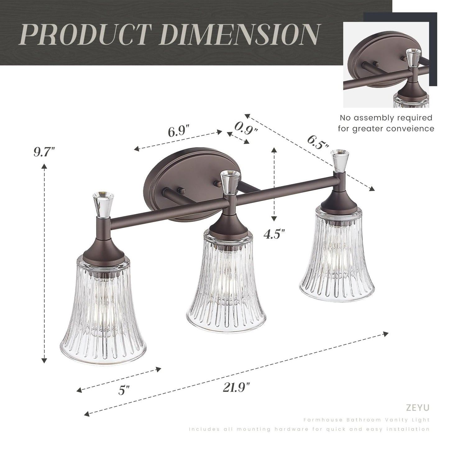 3-Light Bathroom Vanity Lighting Fixtures